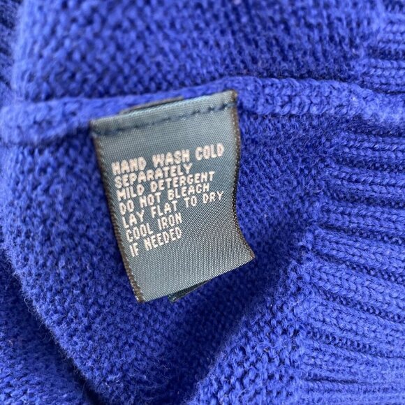 Polo by Ralph Lauren Blue Quarter Zip Pullover Sweater Mens XL Ribbed Collar - Picture 5 of 7